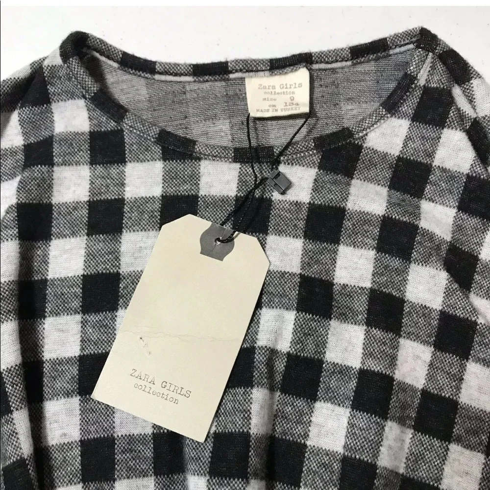 New Zara Girls Mini Buffalo Check Dress Size 9